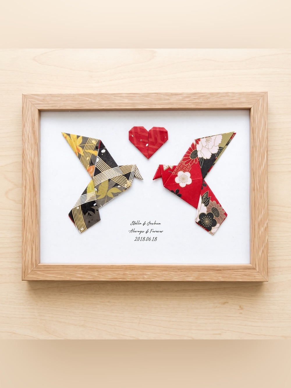 Personalized Origami Lovebirds. Gift for Couples. Handmade Wedding Anniversary